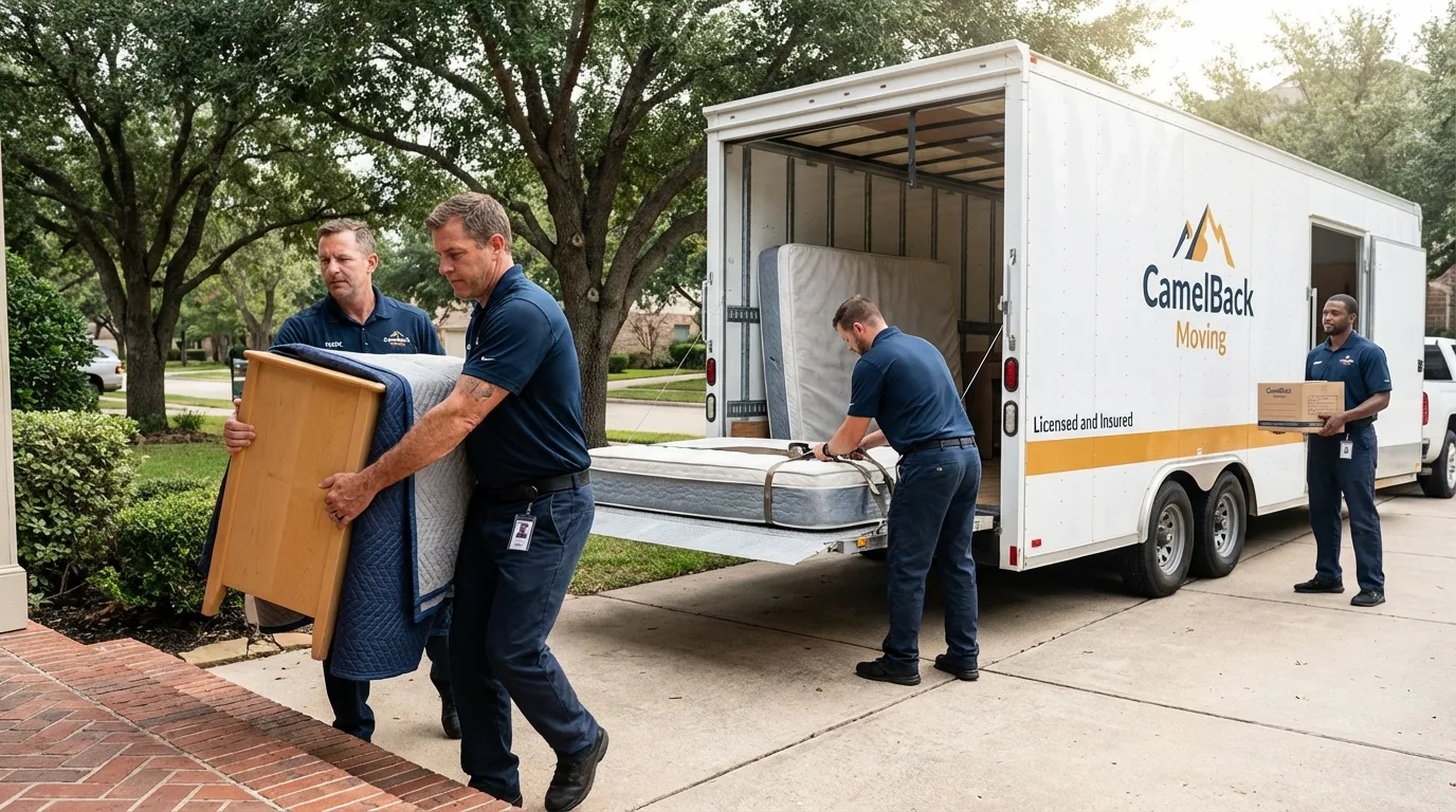 Crew loading residential truck for cross-state move from Battle Mountain, NV
